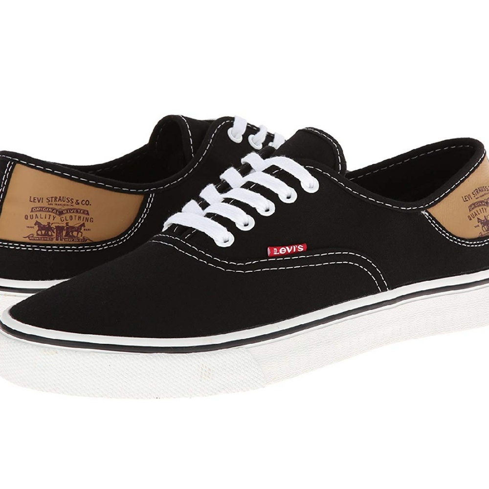Mens LEVI Black Jordy Buck Lace Up Canvas Shoe 10 - Picture 1 of 8